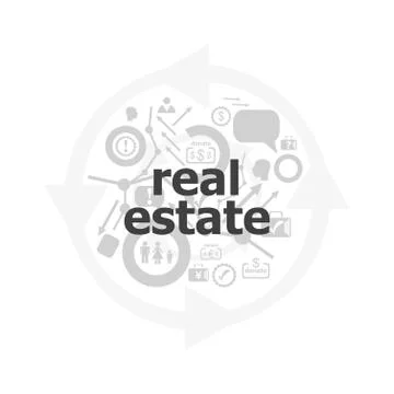 Text Real estate on digital background. Business concept . Icon and button se Stock Illustration