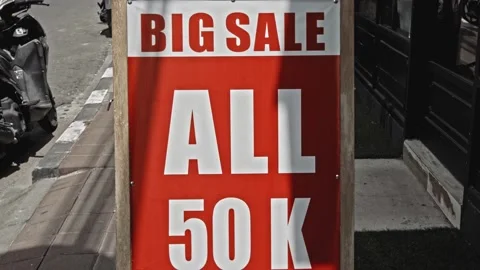 Text on a red sign labeled big sale Stock Footage 140678475