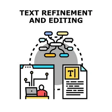 Text refinement and editing process concept for online content Illustrazione stock