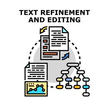 Text refinement and editing process concept Stock Illustration