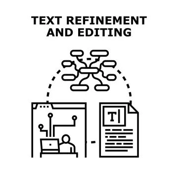 Text refinement and editing process concept for online content Stock Illustration