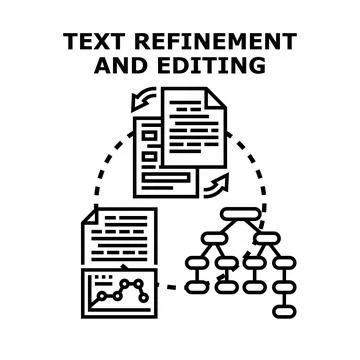 Text refinement and editing process concept Stock Illustration