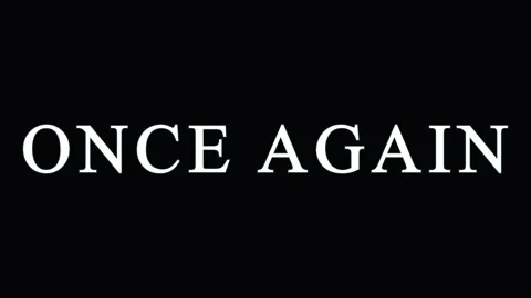 Text repeating ONCE AGAIN in cinematic motion against black background for .. Stock-Footage 344036153