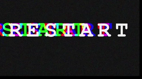 Text RESTART glitch effect with digital noise and color distortion in cinem.. Video stock 343413886