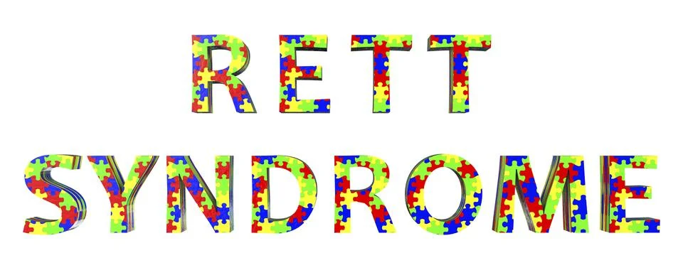 The text Rett Syndrome in puzzle patterns, highlighting the unique and comple Stock Illustration
