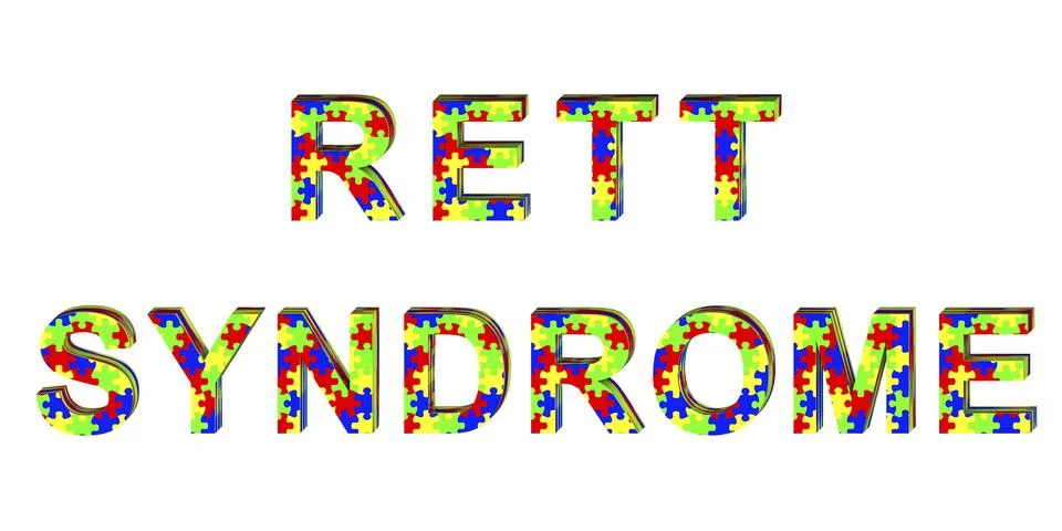 The text Rett Syndrome in puzzle patterns, highlighting the unique and comple Stock Illustration