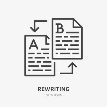 Text rewriting flat line icon. Translation, illustration of article Stock Illustration
