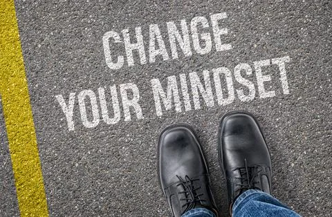 Text on the road - Change your mindset Stock Photos
