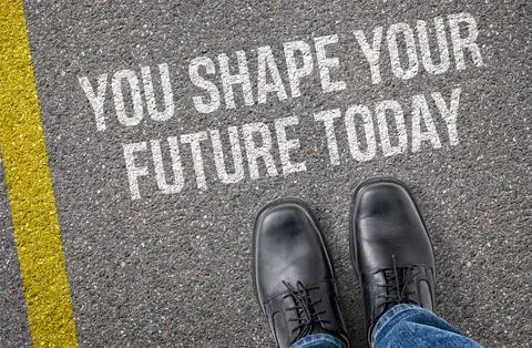 Text on the road - You shape your future today 스톡 사진