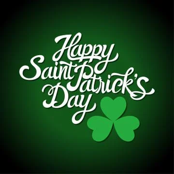 Text of Saint Patrick's Day with decorative three-leaved shamrock Stock Illustration