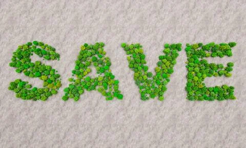 Text save from the trees in the desert Stock Illustration