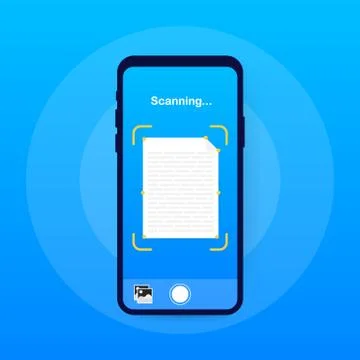 Text scan. Document scanner smartphone interface vector template. Mobile app  Stock Illustration