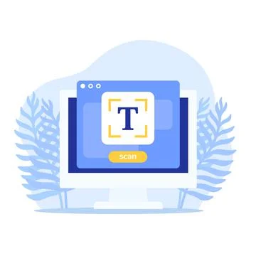 Text scan vector icon with a computer Illustrazione stock