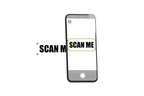 Text scanning on screen by phone camera, isolated Stock Photos
