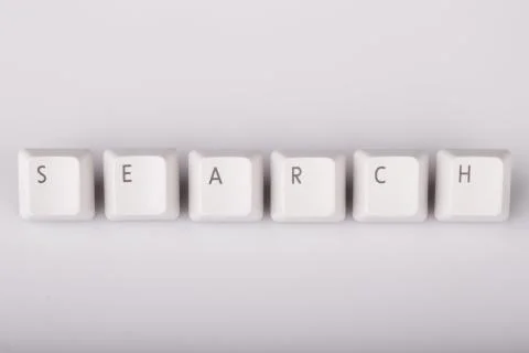 Text search formed with computer keyboard keys on white background Stock Photos