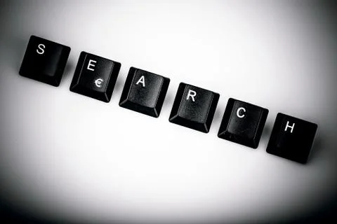 Text search formed with computer keyboard keys on white background Stock Photos