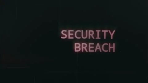 Text Security Breach in red text on a dark background, warning regarding data 스톡 동영상 333830508