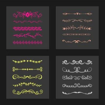 Text separator decoratice divider book typography ornament design elements Stock Illustration