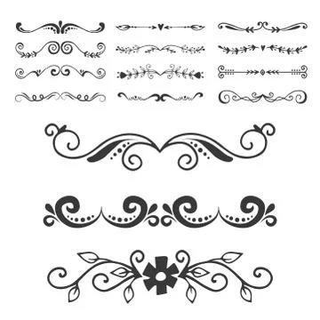 Text separator decoratice divider book typography ornament design elements Stock Illustration