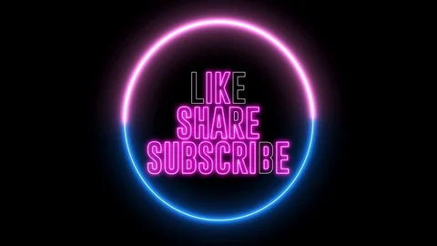 Text of "LIKE, SHARE, SUBSCRIBE" inside neon colorful circle. Stock Footage 113754528