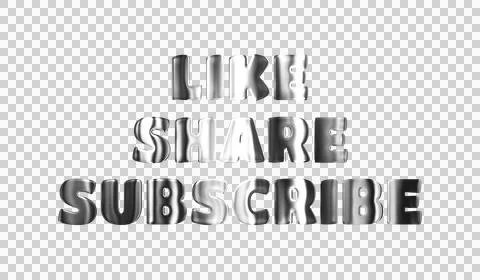 Text LIKE SHARE SUBSCRIBE silver 3D digital technology 库存插图