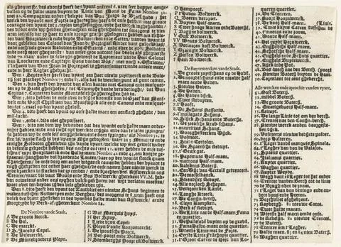 Text sheet at the image of Bergen op Zoom Siege by Spinola, 1622; Afteecke... Stock Photos