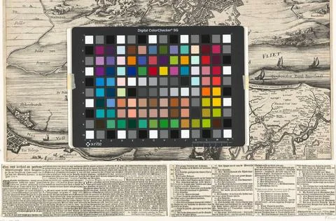 Text sheet at the map of the mountains of Bergen op Zoom, 1622; A Cort Ver... Stock Photos
