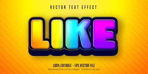 Like text, shiny colorful editable text effect Stock Illustration