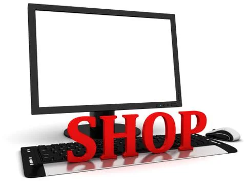 Text Shop on the keyboard Stock Illustration