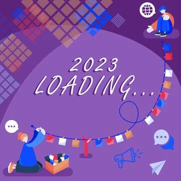 Text showing inspiration 2023 Loading.... Concept meaning a year composed of a Stock Illustration