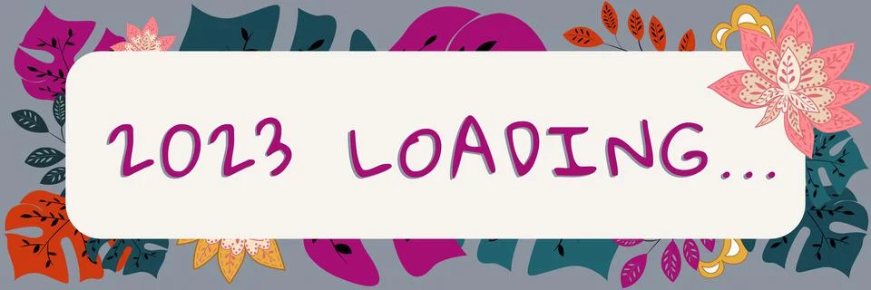 Text showing inspiration 2023 Loading.... Business concept a year composed of a Stock Illustration