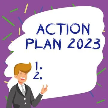 Text showing inspiration Action Plan 2023, Internet Concept to do list contai Illustration