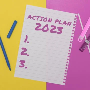 Text showing inspiration Action Plan 2023. Business overview to do list conta Illustration