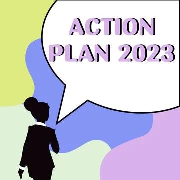 Text showing inspiration Action Plan 2023. Business approach to do list contain Illustration