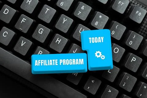 Text showing inspiration Affiliate Program. Business showcase Automated platform Stockfoto's