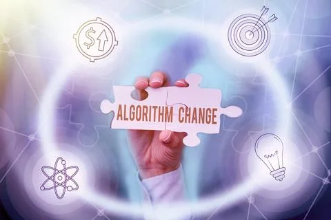 Text showing inspiration Algorithm Change. Word for change in procedure designed Stock Photos