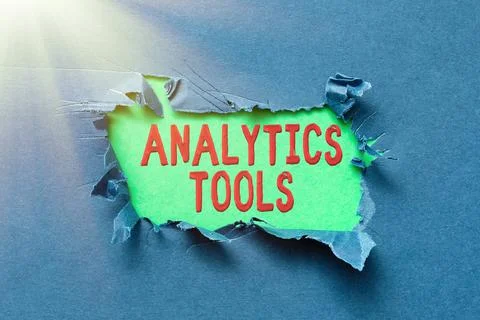 Text showing inspiration Analytics Tools. Business idea pieces of web Foto stock
