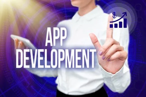 Text showing inspiration App Development. Business overview the act or process 스톡 사진