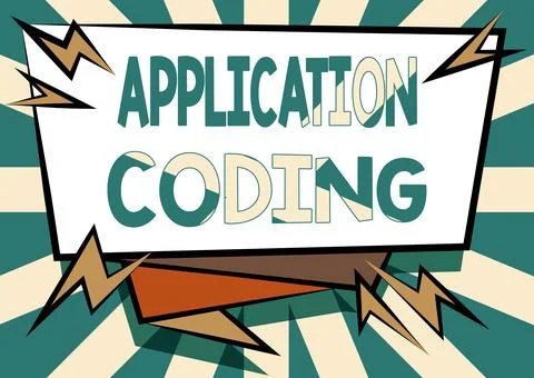 Text showing inspiration Application Coding. Business showcase process by which 스톡 일러스트