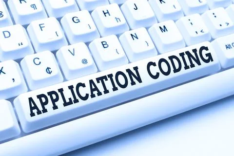 Text showing inspiration Application Coding. Word Written on process by which a Stock Photos