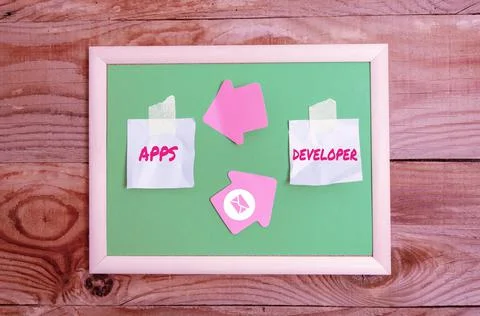 Text showing inspiration Apps Developer. Business concept Graphic artist Stock Photos