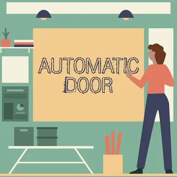 Text showing inspiration Automatic Door. Business idea opens automatically when Stock Illustration