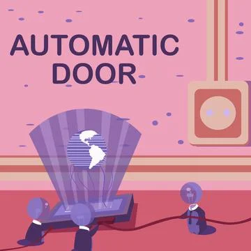 Text showing inspiration Automatic Door. Conceptual photo opens automatically Stock Illustration