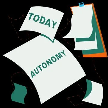 Text showing inspiration Autonomy. Concept meaning vehicle that can guide itself Stock Illustration