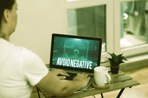 Text showing inspiration Avoid Negative. Word for Staying away from pessimistic 스톡 사진