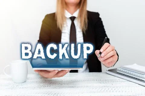 Text showing inspiration Backup. Concept meaning copy of file or other item data Stock Photos