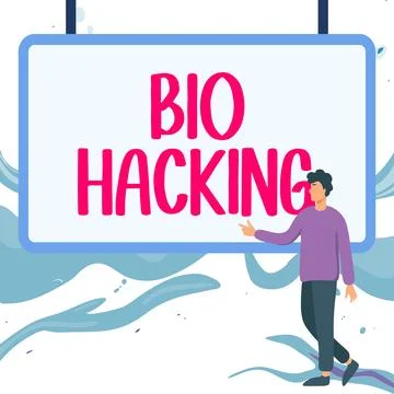 Text showing inspiration Bio Hacking. Word Written on exploiting genetic Stock Illustration