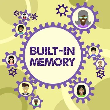 Text showing inspiration Built In Memory. Concept meaning device or feature are Stock Illustration