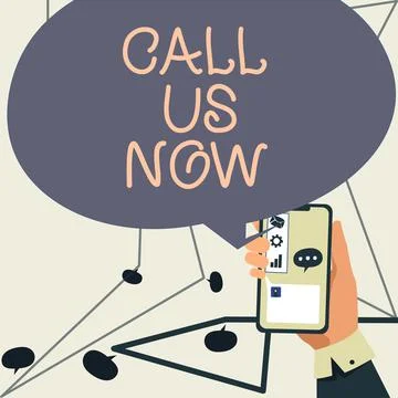 Text showing inspiration Call Us Now. Internet Concept Communicate by telephone Stock Illustration