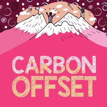 Text showing inspiration Carbon Offset. Word Written on Reduction in emissions Stock Illustration